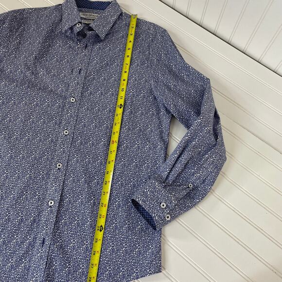 Nick Graham Everywhere Blue & White Paisley Stretch Modern Fit Button-Up Shirt M - Picture 4 of 6